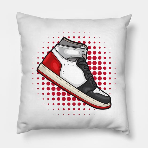 AJ 1 High Union Black Toe Sneaker Pillow by milatees