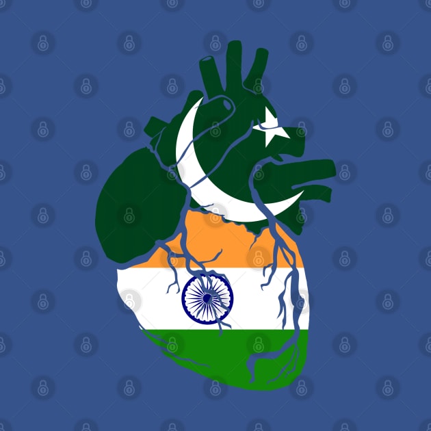 Pakistan and India flag heart by Bun Art Store