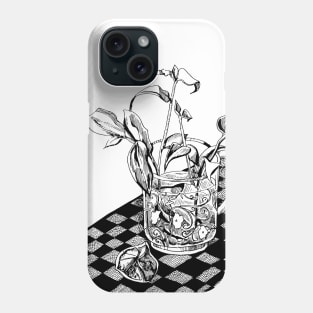 Flowers in a cup and figs. Contemporary art. Phone Case