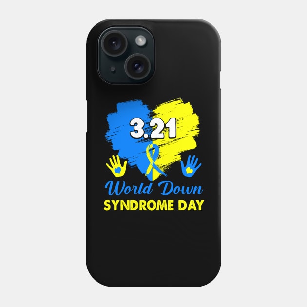Blue Yellow Heart 21 World Down Syndrome Awareness Day Phone Case by artbyhintze