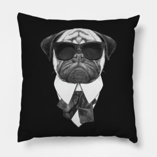 Pug In Black Pillow