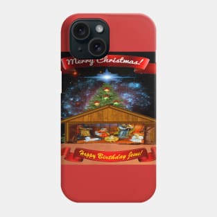 MERRY CHRISTMAS/HAPPY BIRHDAY NATIVITY With CHRISTMAS TREE Phone Case