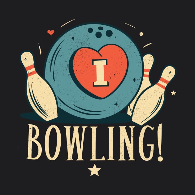 I love Bowling - retro cartoon by ravensart