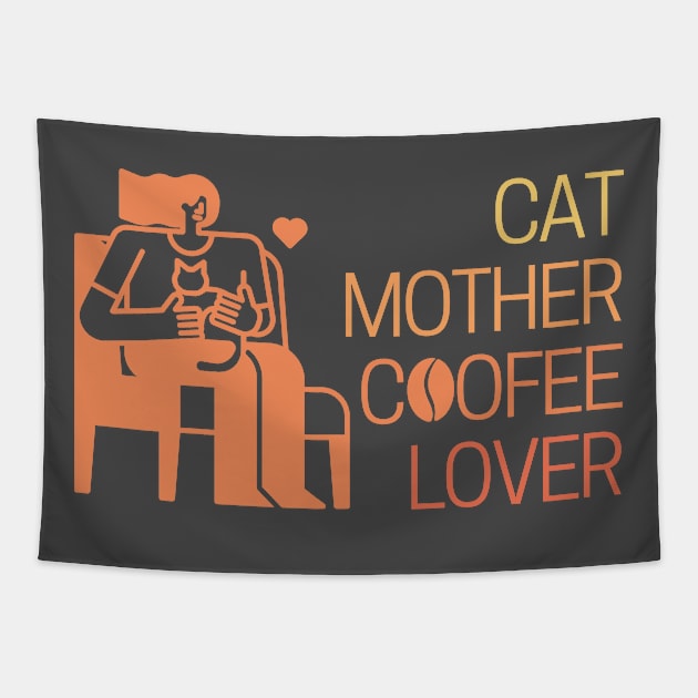 Cat Mother Coffee Lover Girl Tapestry by Clue Sky
