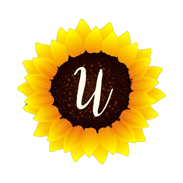 Floral Monogram U Bright Yellow Sunflower by floralmonogram