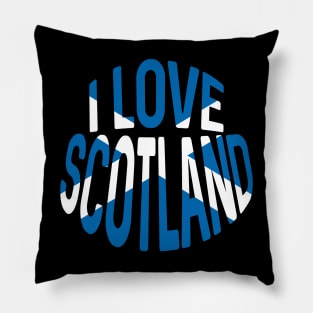 I LOVE SCOTLAND Saltire Typography Design Pillow