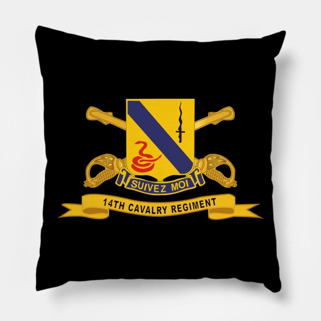 14th Cavalry Regiment w Br - Ribbon Pillow by twix123844