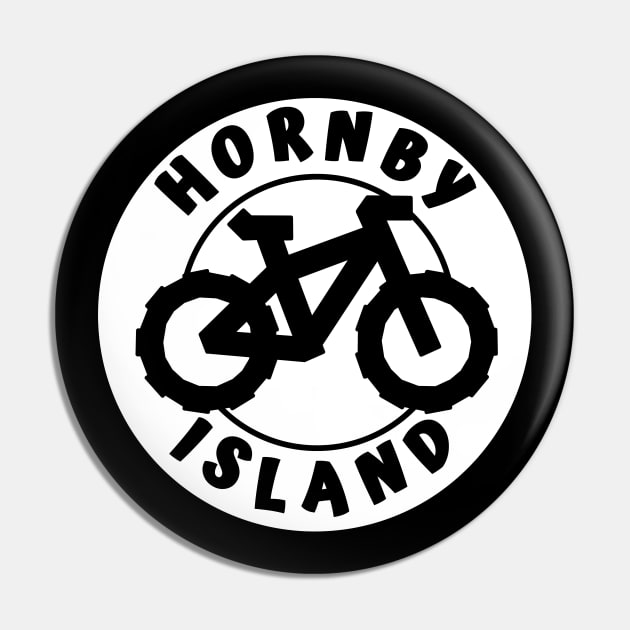 Hornby Island Mountain Bike Round - Black and White MTB Bicycle Circle - Hornby Island Biking Pin by City of Islands