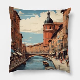 Toulouse France Tourism Vintage Poster 3 Pillow