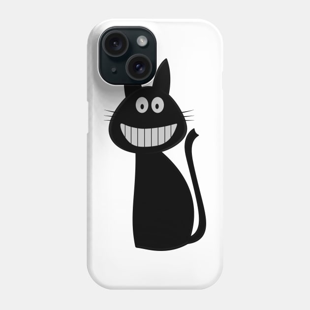 Smiling Black Cat Phone Case by Mad&Happy