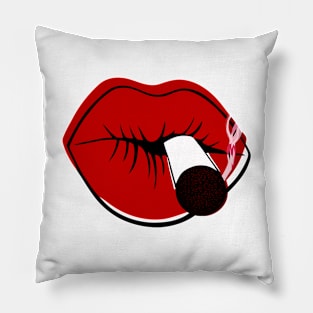 Cigarette Smoking Red Lips Pillow