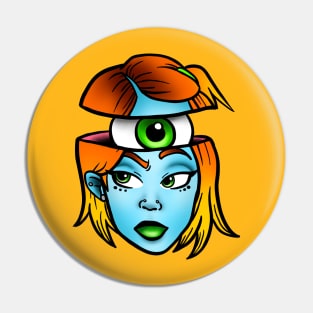 Trippy Eyeball Girl Pin