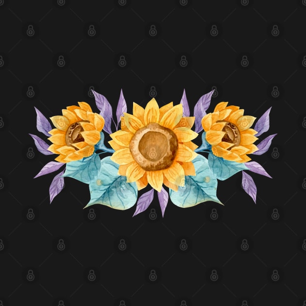 Watercolor Sunflower Border by Mako Design 