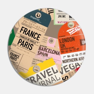 Retro Travel Tickets Pin