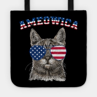 Ameowica Meow Cat American Flag 4th of July Patriotic Tote