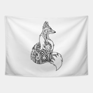 Zentangle monochrome fox Tapestry