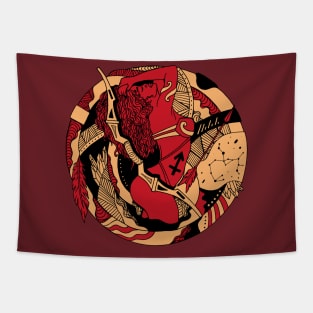 Red and Cream Sagittarius Beauty Tapestry