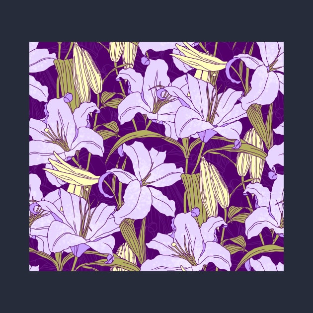 Lilac Dark Summer Lillies by Carolina Díaz