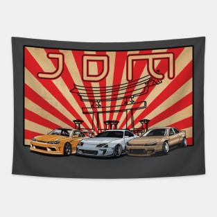 JDM Drift Cars with Torii Gate Graphic Tapestry