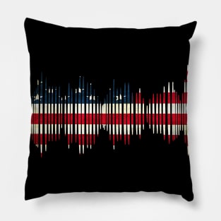 sound wave graphic audiology USA flag retro Pillow