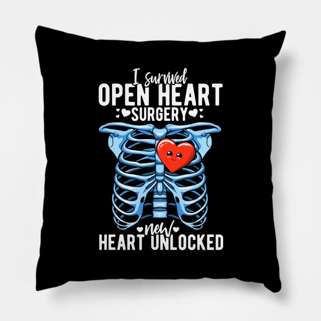 Open Heart Surgery Survivor Cardiac Attack Hospital Recovery Pillow by MerchBeastStudio