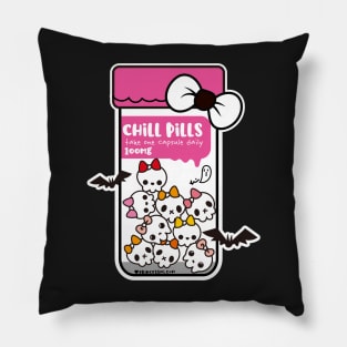 chill pills cute skull cartoon Pillow