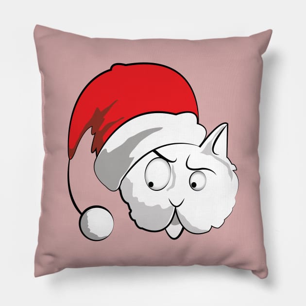 santa crazy lazy cat in Christmas animal Holiday Pillow by ArticArtac