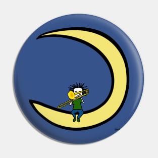 Moon and trombonist Pin