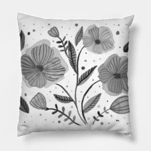 Black and white watercolor flowers Pillow