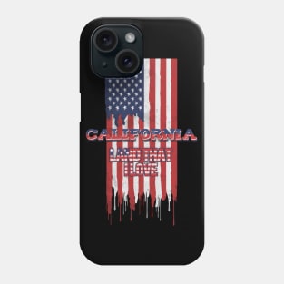 State of California Patriotic Distressed Design of American Flag With Typography - Land That I Love Phone Case