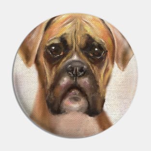 Painting of a Brown Boxer, Looking Directly at You Pin