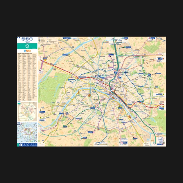 Paris Subway Map (with Streets) - France by Superfunky