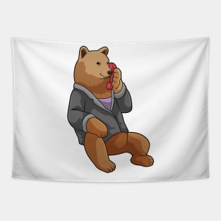 Bear as Secretary with Phone Tapestry
