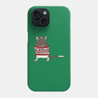 Cute brown gerbil wearing christmas jumper Phone Case