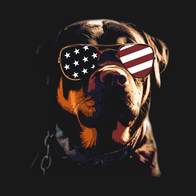 Pint-sized American Flag Rottweiler Whispers, Tee Triumph Extravaganza by Kevin Jones Art