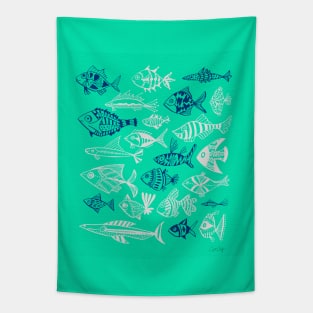 fish inkings green Tapestry