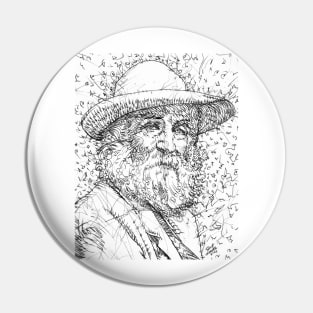 WALT WHITMAN pencil portrait .1 Pin