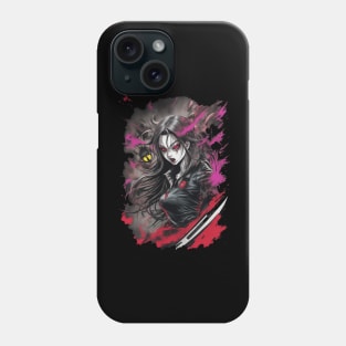 Colorful anime bloody vampire girl lots of red manga style Phone Case