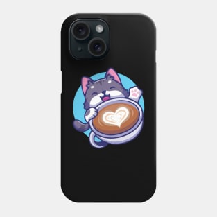 Cat so cute with coffee cup Phone Case