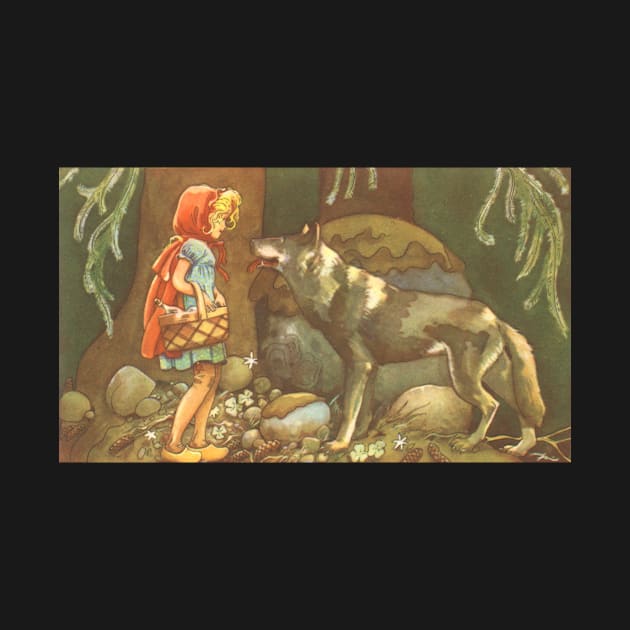 Vintage Fairy Tales, Little Red Riding Hood with Big Bad Wolf by MasterpieceCafe