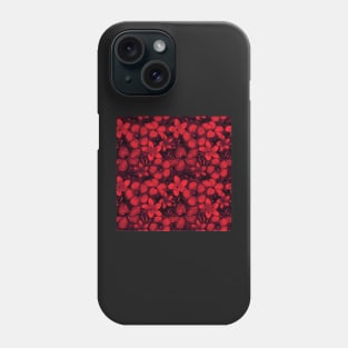 Tropical Flowers Hibiscus and Frangipani Red and Black Pattern Phone Case