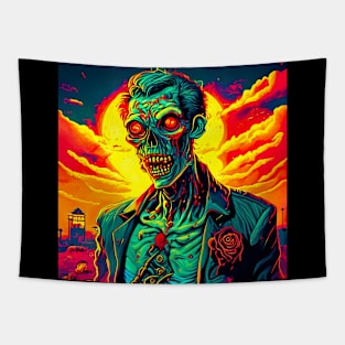 "Psychedelic Haunts: Unique and Colorful Halloween Horrors" Tapestry