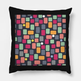 Scattered pattern from colorful rectangles on dark blue Pillow