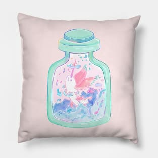 Pastel Watercolor Narwhal in Cloud Jar Pillow