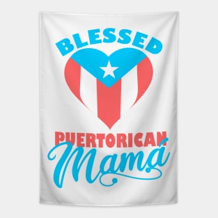 Puerto Rican Mama Blessed Boricua Flag Mom Gifts Tapestry