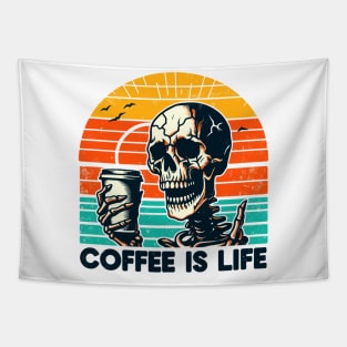 Skeleton, Coffee Is Life Tapestry