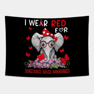 I Wear Red For Substance Abuse Awareness Tapestry