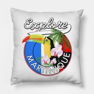 Explore Martinique travel logo Pillow