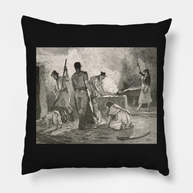 Pike forging, Irish Rebellion of 1848 (The Famine Rebellion) Pillow by artfromthepast