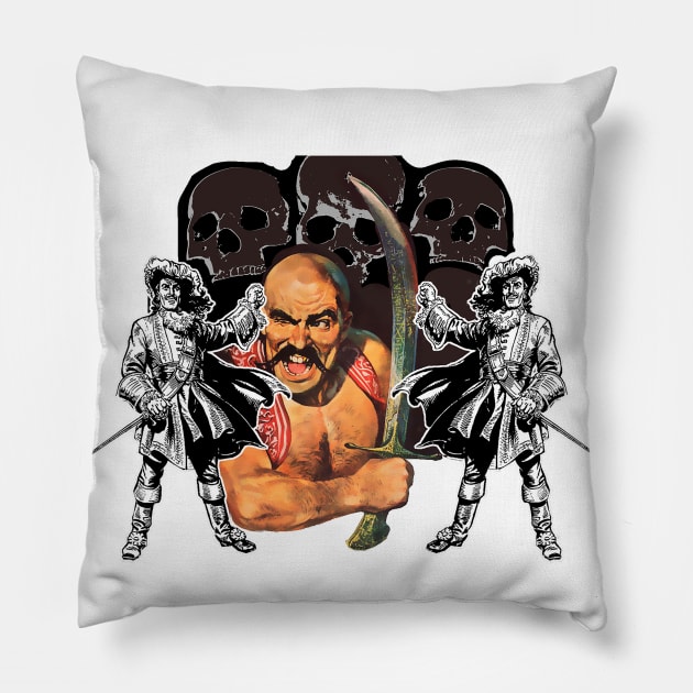 bald pirate and english corsair Pillow by Marccelus